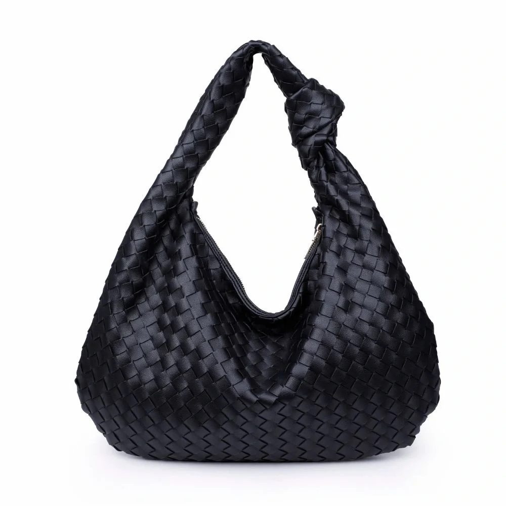 LAST ONE NWT Urban Expressions ‘Vanessa’ Woven Vegan Leather Knot Hobo in Black
